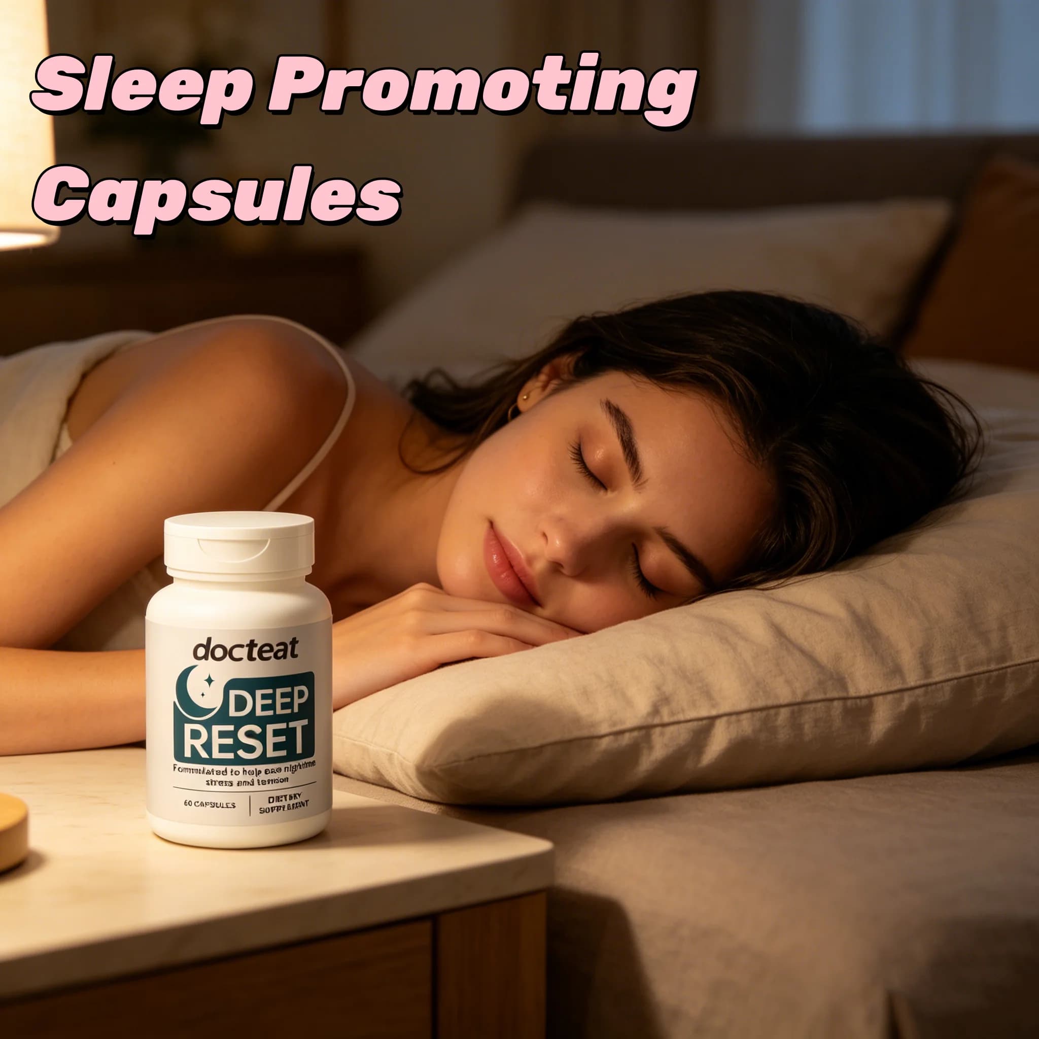 DOCTEAT Melatonin 10mg Sleep Capsules Fast Deep Sleep Aid Improve Insomnia Relieve Stress Anxiety Brain Relax Support 60Pcs