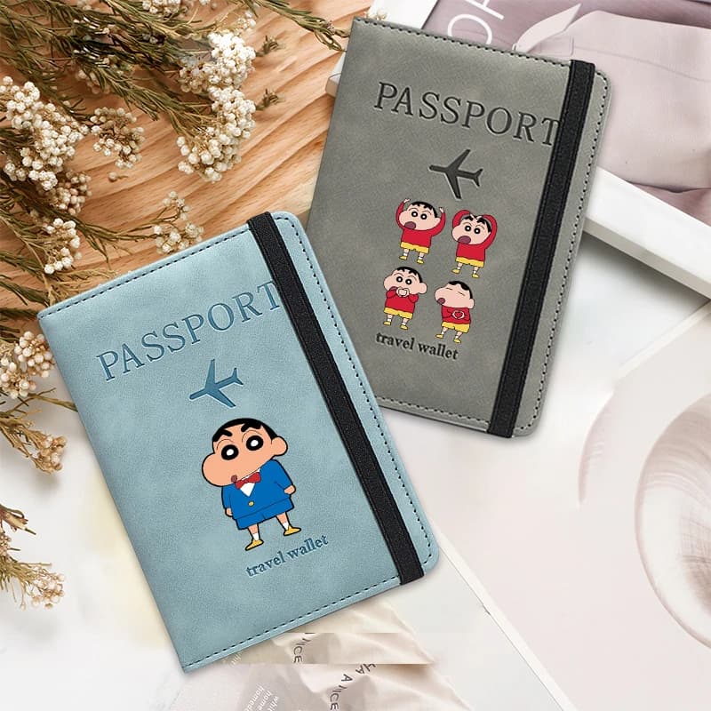 Copertina per Passaporto Crayoned Shin-chan, Porta Passaporto in PU, Accessorio da Viaggio, Borsa Portatile Carina, Regalo alla Moda