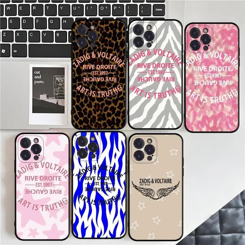 Fashion Brand Z-Zadig V-Voltaire Phone Case For Iphone 17 16 15 14 13 12 11 Pro Max Plus Black Shell Cover Case