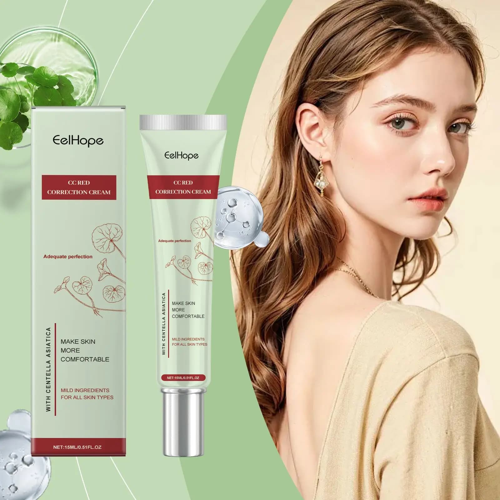 15ml CC Cream Liquid foundation Centella Asiatica Repair BB Cream High Cover Lightening Corrector Cream for face base makeup