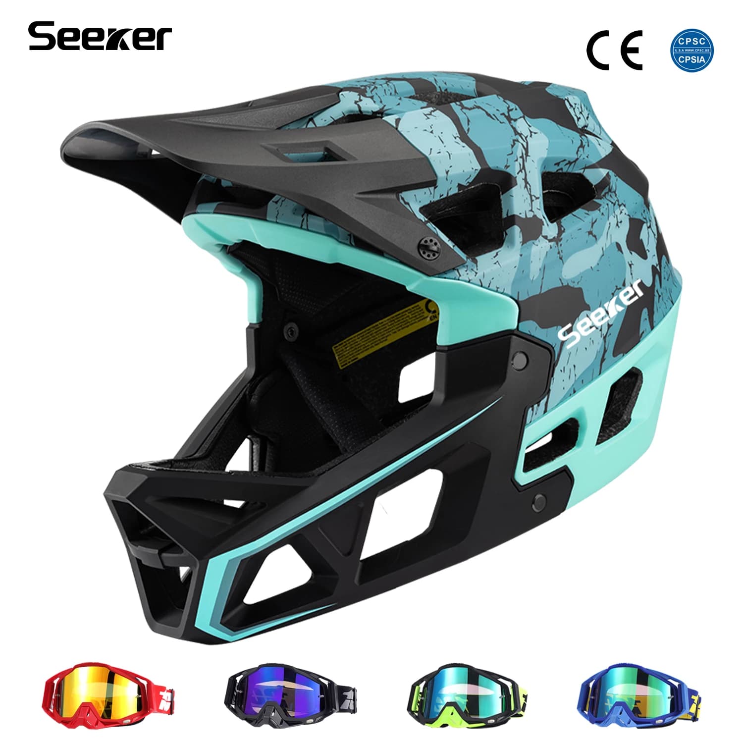 Casco integrale da bicicletta SEEKER per fuoristrada, leggero, professionale, protettivo per downhill, equipaggiamento di sicurezza per la guida all'aperto