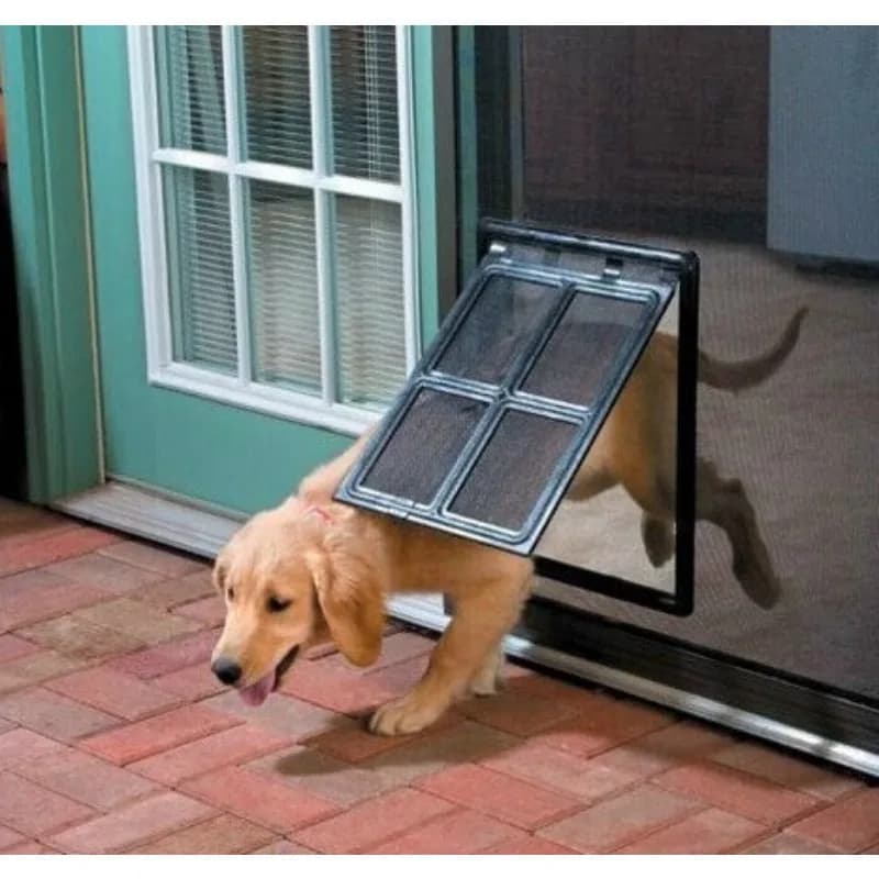 Porta per schermo per gatti con serratura per la casa Porta per schermo per cani da compagnia Porta per animali domestici in plastica per finestra con schermo a prova di zanzara Recinzione per cani con patta di sicurezza