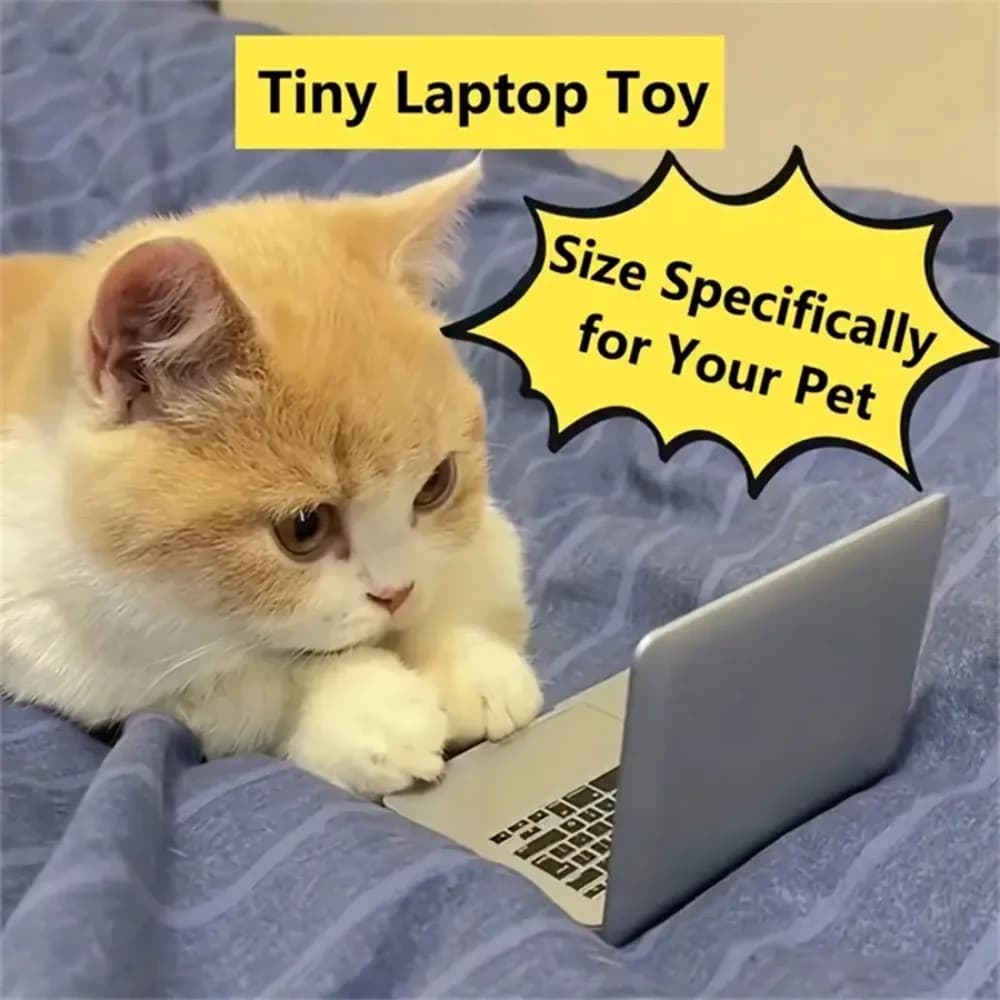 Mini casa delle bambole giocattolo gatto laptop piccolo specchio per computer falso per gatto (nastro) giocattolo interattivo per gatti prodotto creativo per gattino