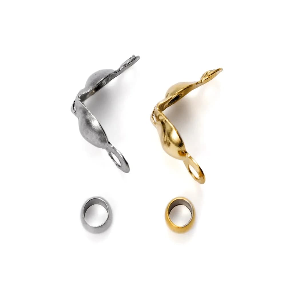 100 pezzi in acciaio inossidabile color oro con chiusura a crimpare perline per braccialetti fai da te, collane, catene, accessori per la creazione di gioielli