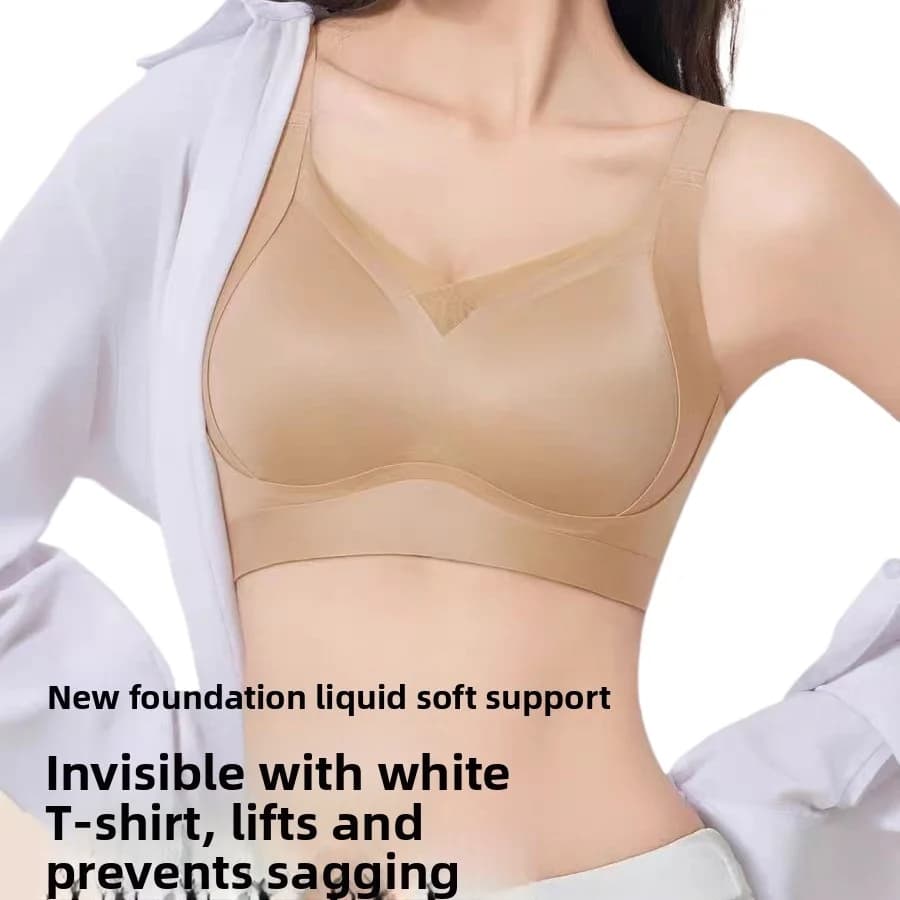 KUCLUT Seamless Anti-Sagging Foundation Liquid Bra Women's Soft Support Gravity Defying Lift Auxiliary Breast Collection Cup