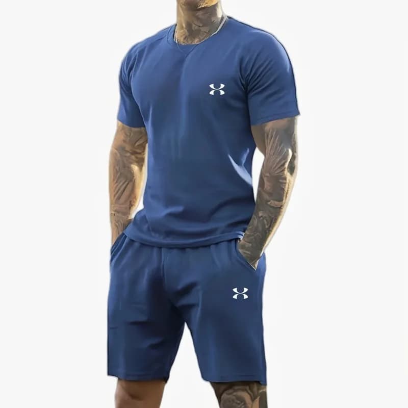 2026 summer new men's printed short-sleeved T-shirt + shorts suit, casual sportswear, breathable outdoor casual men's T-shirt,