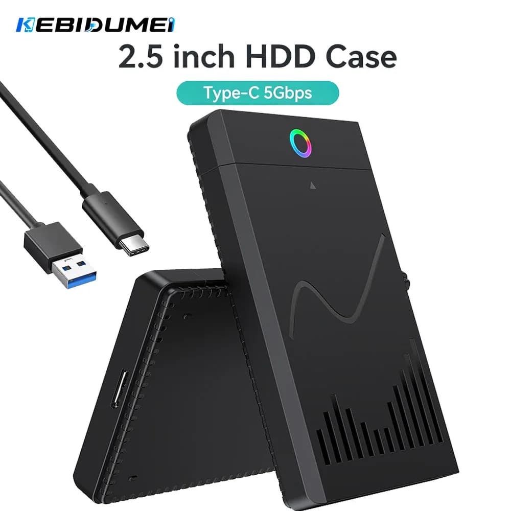 KEBIDUMEI 2.5 inch HDD Case RGB SATA to USB 3.0 Hard Drive Enclosure 5 Gbps SSD Box Hard Disk Case for Laptop PC Accessories
