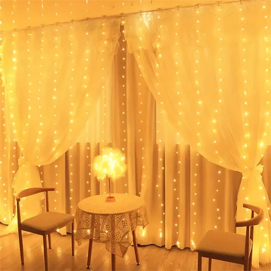 3/6M LED Curtain String Lights Fairy Decoration USB Holiday Garland Lamp 8 Mode For Home Garden Christmas Party New Year Wedding
