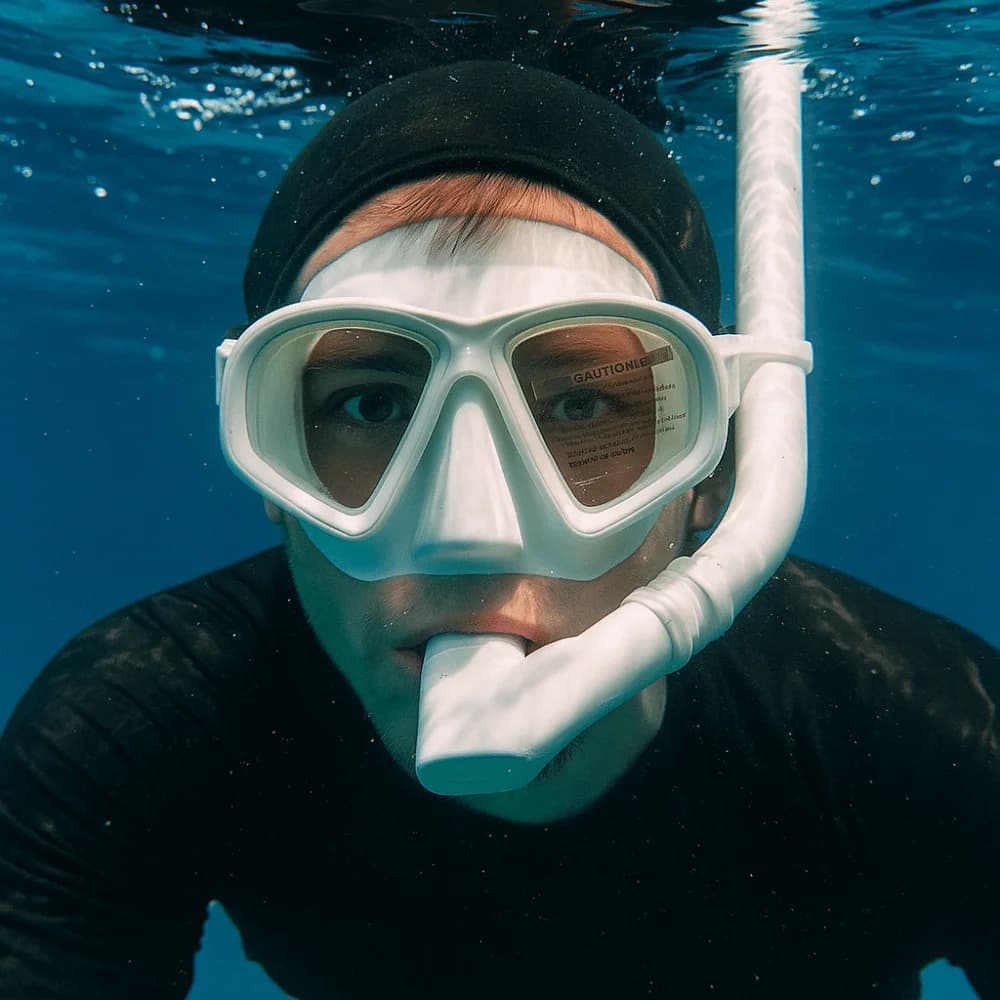 Tempered Glass Freediving Mask J-Type Diving Mask Foldable Snorkel Snorkeling Set Waterproof Anti-Fog