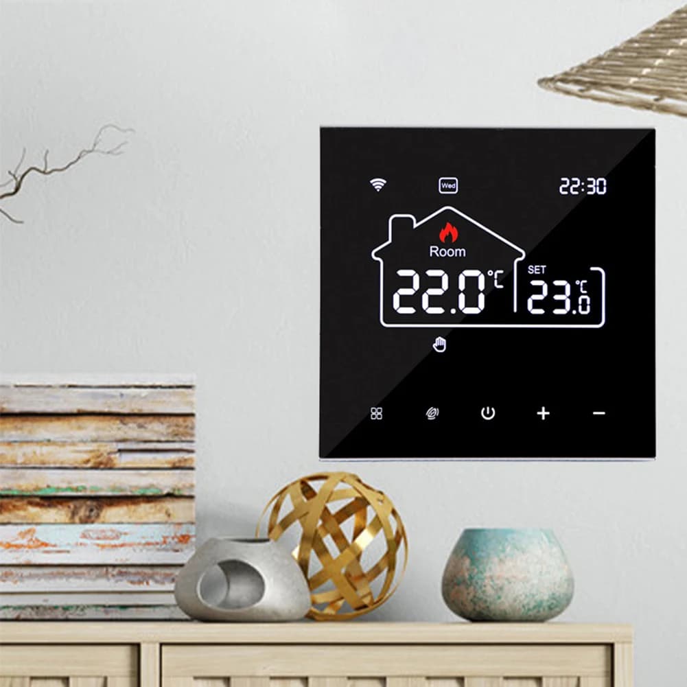 Termostato Intelligente per Riscaldamento a Pavimento con Blocco Bambini, Retroilluminazione Regolabile e Doppio Sensore di Temperatura