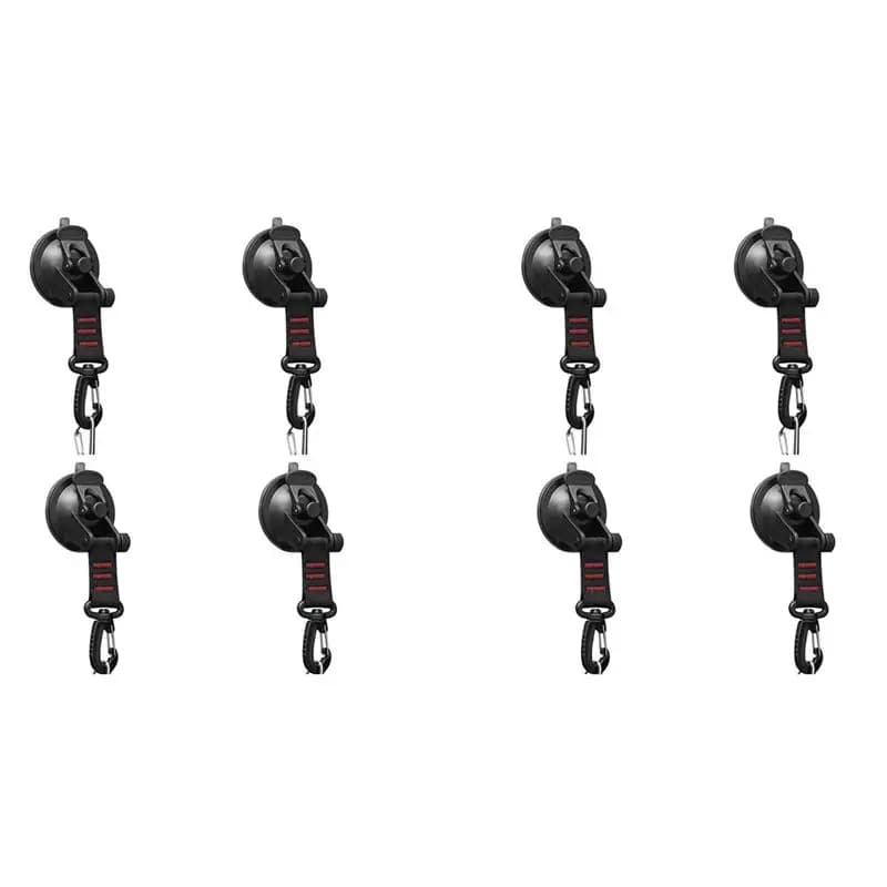 A84E-8Pcs Heavy Duty Suction Cup With D Ring 360° Rotating Camping Suction Hooks Car Suction Cups Anchor For Awning-Red