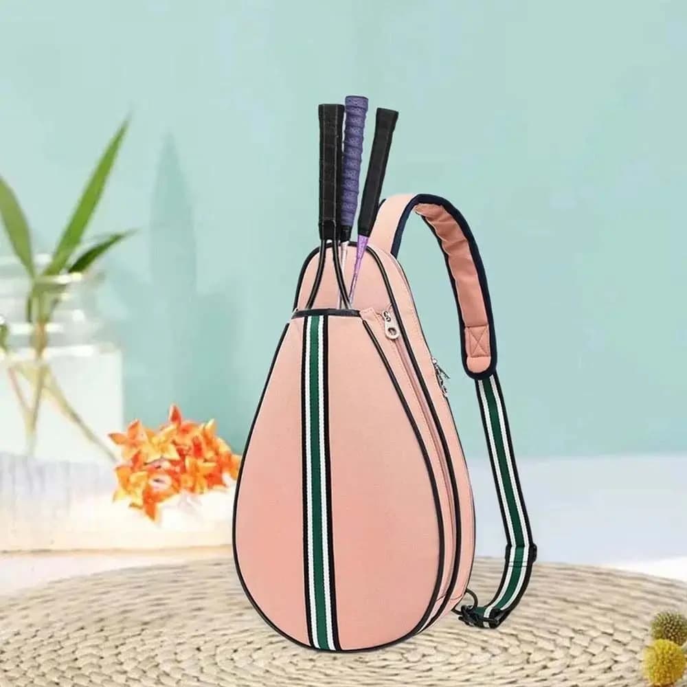 Zipper Closure Tennis Racket Bag Oxford Cloth Waterproof Tennis Crossbody Bag Multipurpose Large Capacity Pickleball Paddle Bag