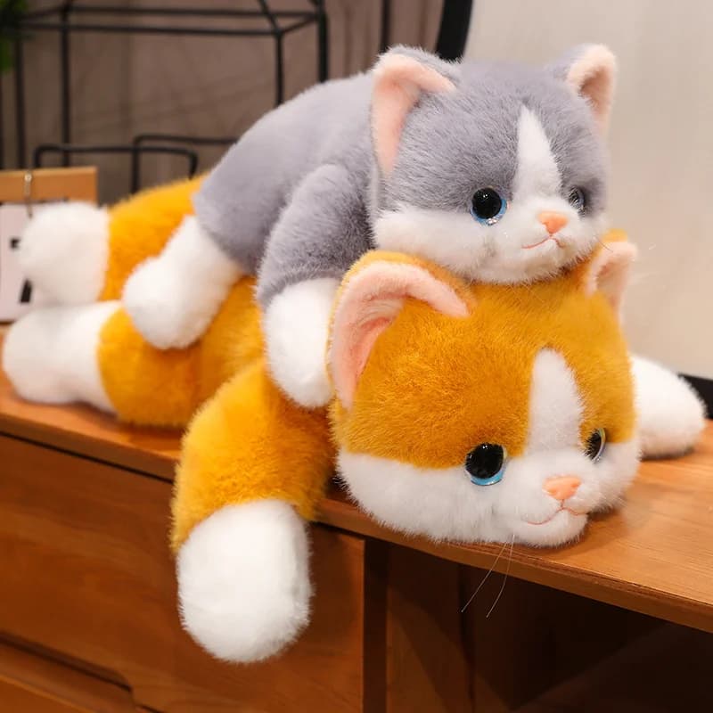 Simpatico gatto simulato bambola peluche bianco grigio gattino cuscino bambini ragazze regalo di compleanno giocattoli per animali domestici Deco
