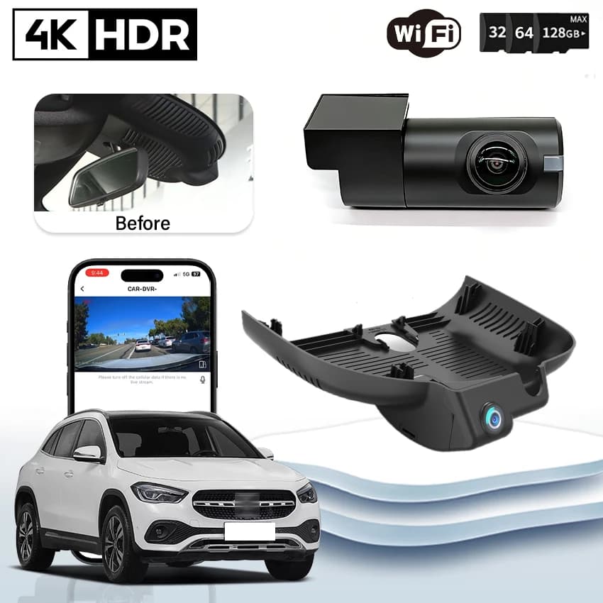 Telecamera 4K WIFI con Visione Notturna DashCam Registratore Video per Auto Mercedes-Benz GLA 200 220 2023 2024 2025 per MB GLA200 GLA 220