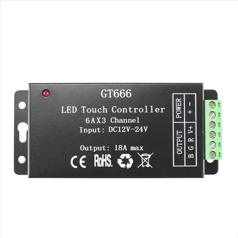 T35C GT666 RGB LED Strip Controller Wireless Touch Remote DC 12V 24V 18A 3 Channels Lights Tape Dimmer Switch
