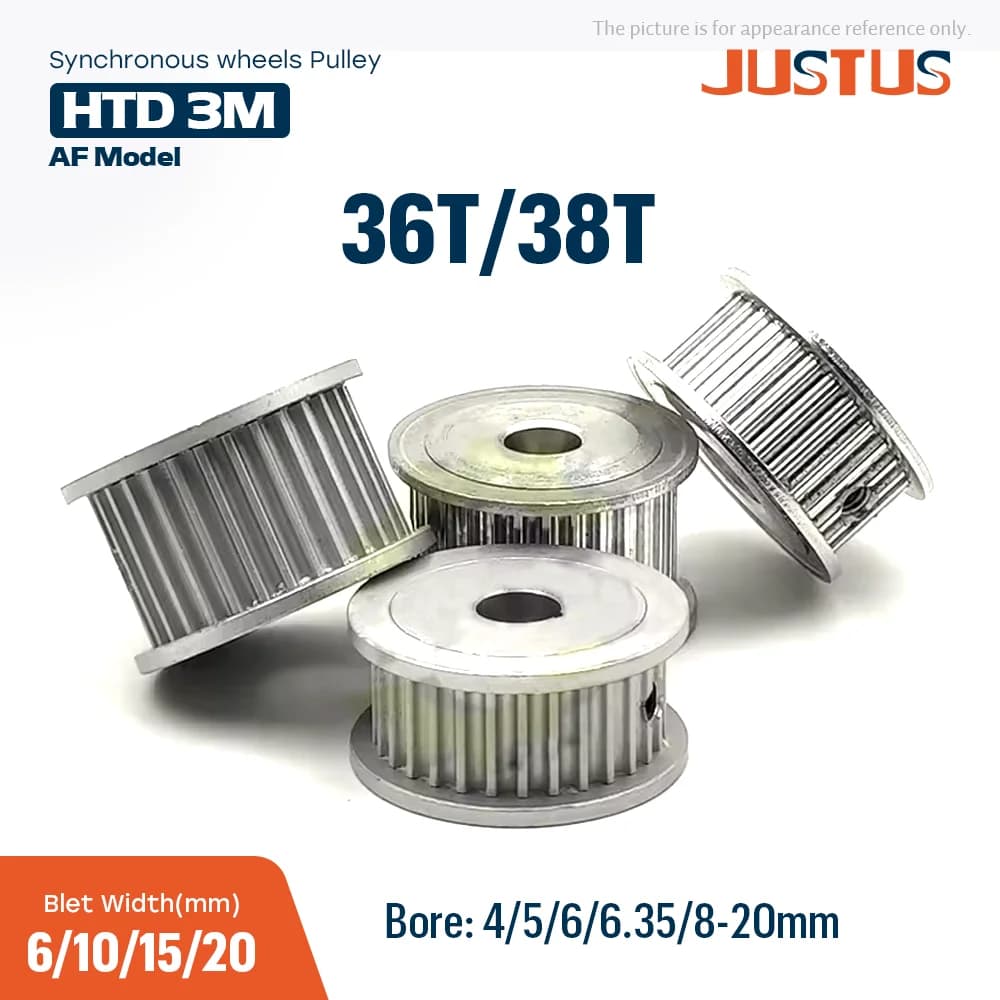 HTD 3M Tipo AF Puleggia Dentata 36T/38T Foro 4/5/6/6.35-20mm per Cinghia Sincrona Larghezza 6/10/15/20mm Parti CNC stampante 3D