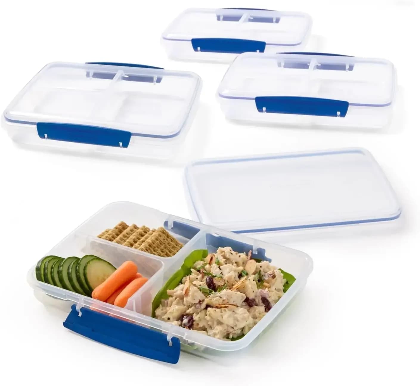 Pack & Go Set with Two 350 mL Containers and Two 820 mL Containers, Divided Compartments, Meal Prep Containers with Secure Seal