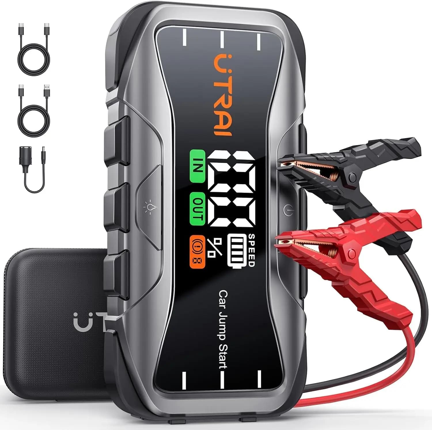 Avviatore di Emergenza Portatile 8000A, Avviatore Batteria 12V per Motori Benzina e Diesel, 27000mAh con Ricarica Rapida