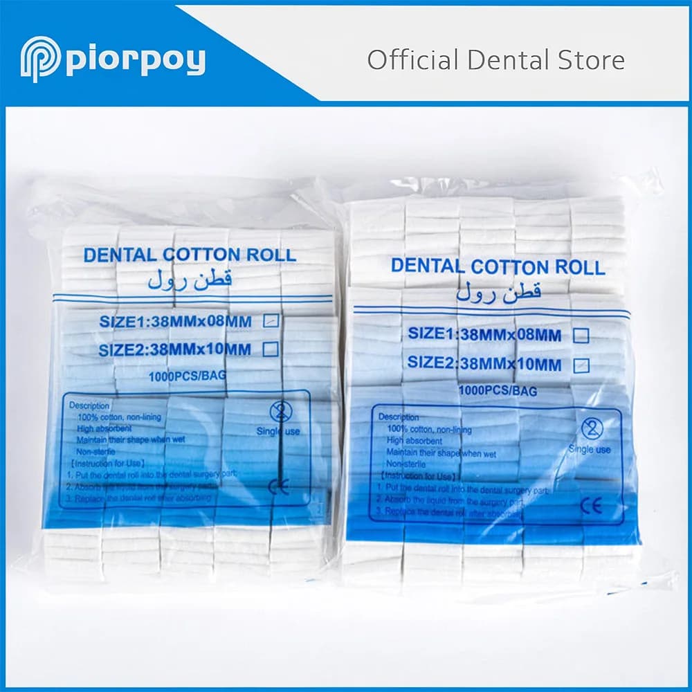 PIORPOY 1000 Pz Dental Use And Drop Cotton Roll Medical Cotton High Absorbent Scratch Dentist Material Tooth Whitening