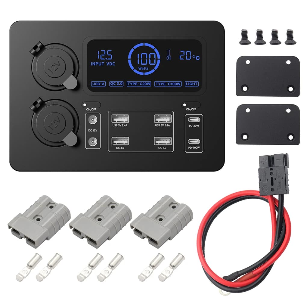Multifunctional Power Box PD100W Car USB Charging Station Portable Control Hub 12V Mini Power Box For RVs SUVs Boats Yachts Cars