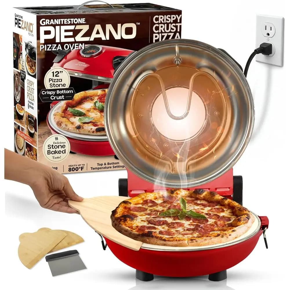 Forno Elettrico da Banco per Pizza da 12 Pollici - Cuoce Pizze Stile Pizzeria a Casa con Pietra Ceramica che Riscalda fino a 800 Gradi ° F