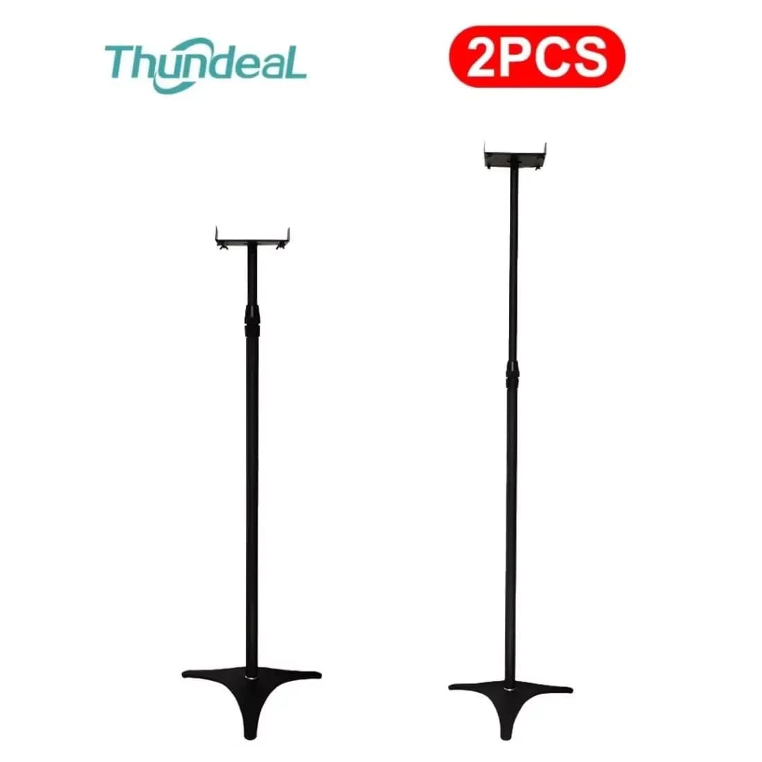 Supporto per Altoparlanti ThundeaL Regolabile in Altezza 78-145cm, 2 Pezzi con Gestione Cavi, Base in Acciaio Resistente per Soundbar e Audio Surround