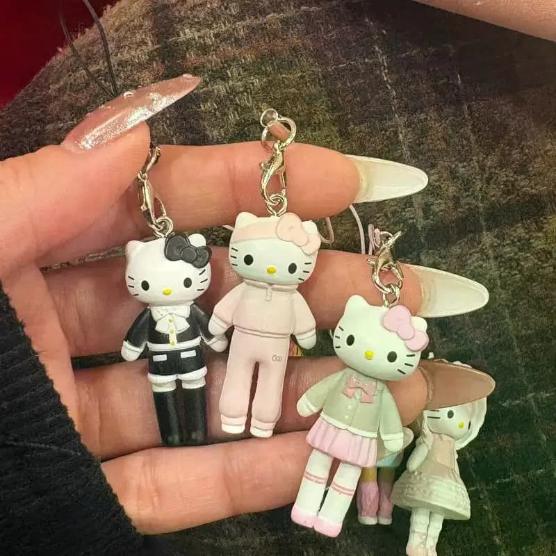 1 Pezzo Portachiavi Kawaii a Forma di Gatto KT con Gambe Lunghe, Decorazione per Custodia del Telefono, Ciondolo per Borsa HelloKitty