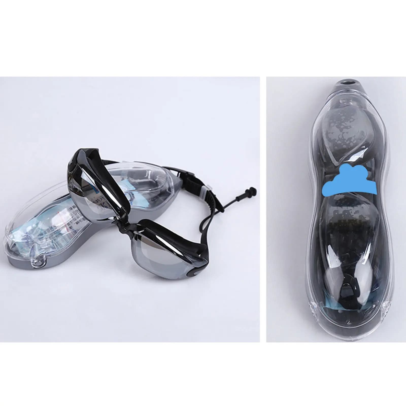 Set di Occhialini da Nuoto per Adulti, Antiappannamento, Protezione UV, con Clip Nasale e Tappi per Orecchie, Guarnizione in Silicone Antinfiltrazione, Design Accattivante e Leggero