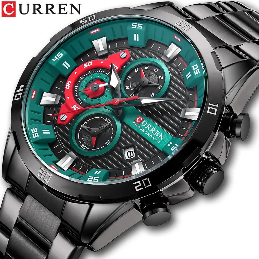 Curren/Carien 8402 Men's Watch - Calendar Watch - Six-finger Steel Strap Quartz Watch - Business Men's Watch