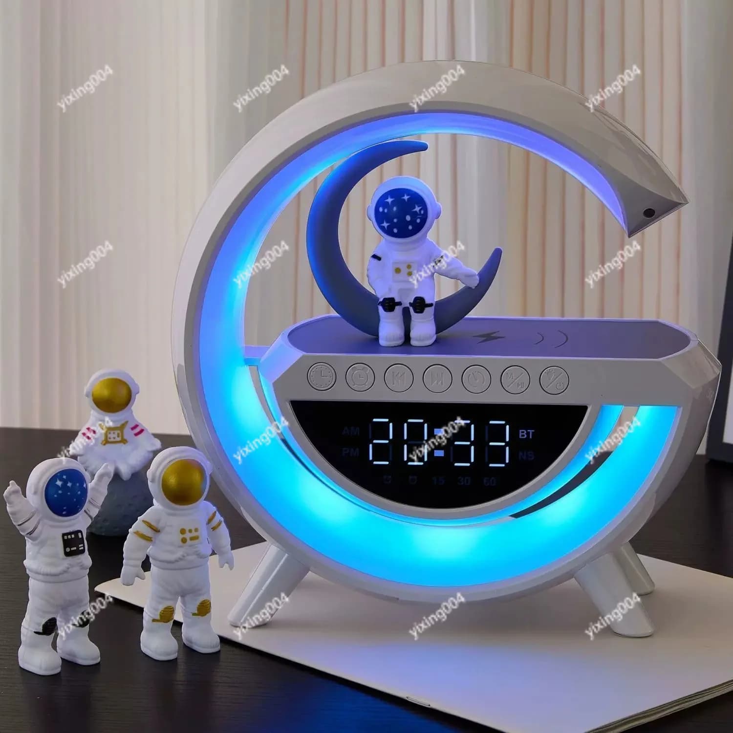 Wireless Charging Bluetooth Speaker Lamp Multifunctional Alarm Clock Ambient Night Light Birthday Gift