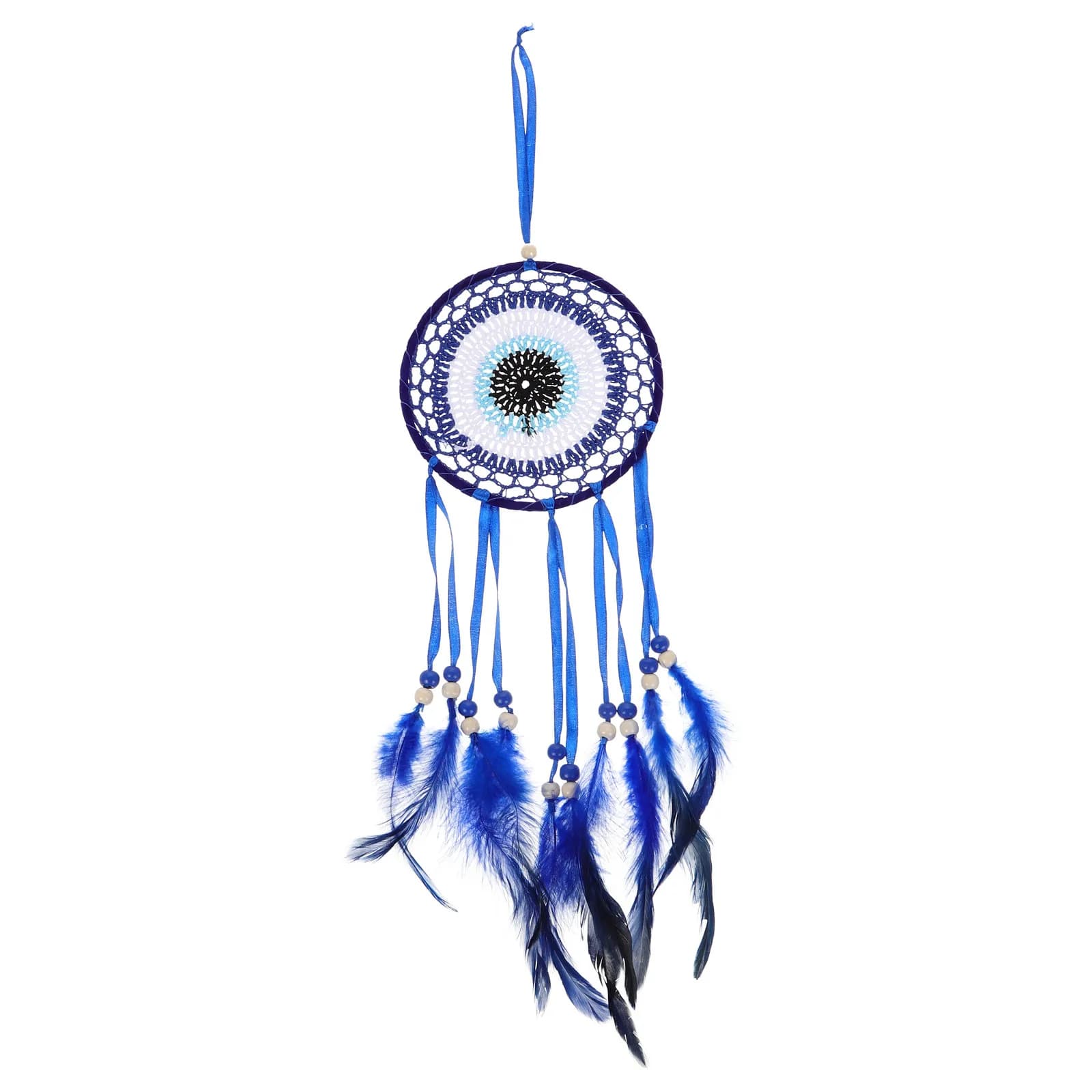 Handcrafted Blue Evil Eye Dreamcatcher Wall Hanging Macrame Decor with Intricate Knots Lucky Charm for Living Room Bedroom Home