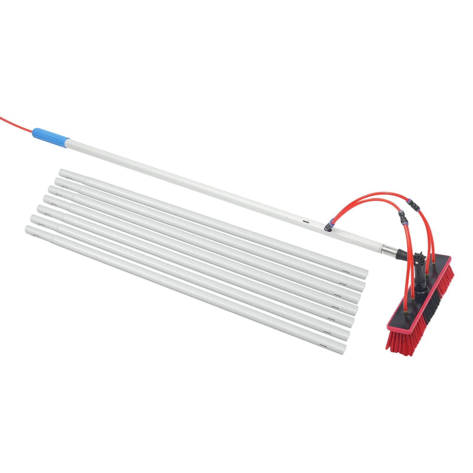 Solar Panel Cleaning Brush 8m, 8-Section 1m Extension Pole With 35cm Water Fed Brush Head, 26.25ft Long Reach Cleaning Kit for Solar Panels High Windows