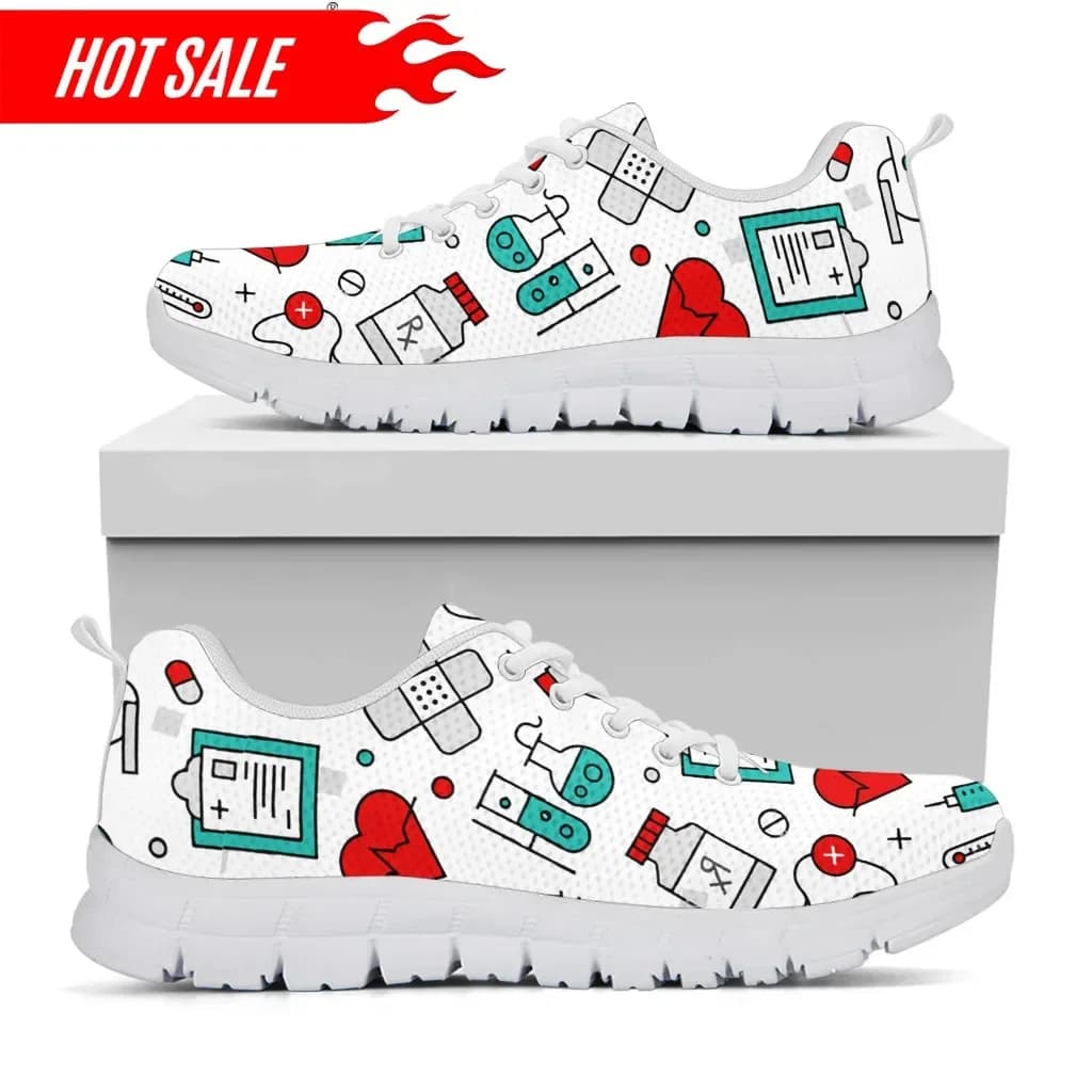 Primavera autunno Soft Warm Flats Shoes Hospital Medical Nurse Printed Women Casual Sneakers Lace Up calzature Zapatillas