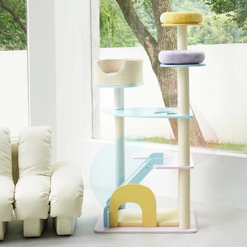 Grande albero per gatti in acrilico e struttura da arrampicata integrata | Forniture per giocattoli per gatti