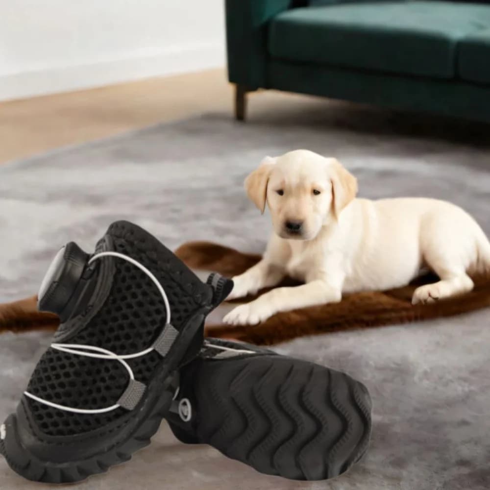 Set di 4 Scarpe Protettive Traspiranti per Cani, Stivali Riflettenti Antiscivolo per Animali Domestici, Sneakers Sottili Regolabili per Cani, per Passeggiate all'Aperto