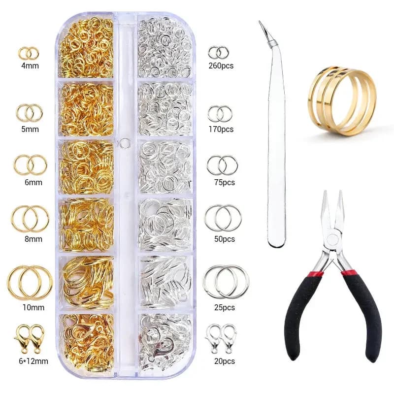 Anelli di salto aperti in lega di zinco Chiusure a moschettone per braccialetti fai da te Collana Accessori per catene Creazione di forniture Kit di risultati di gioielli