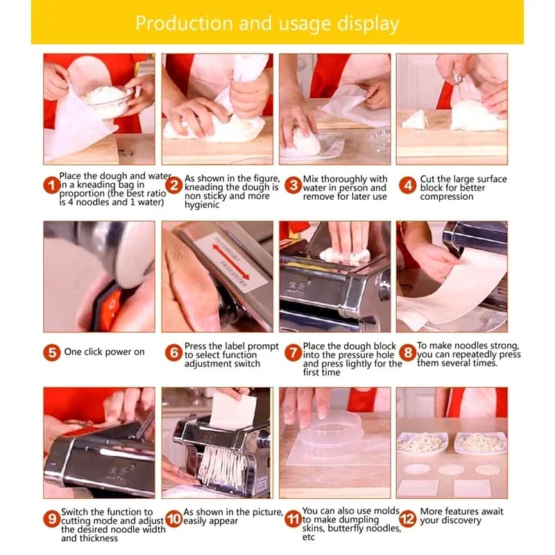 Household Kitchen Stainless Steel Manual Pasta Maker Machine Hand Crank Pastry Roller Spaghetti Noodle Maker