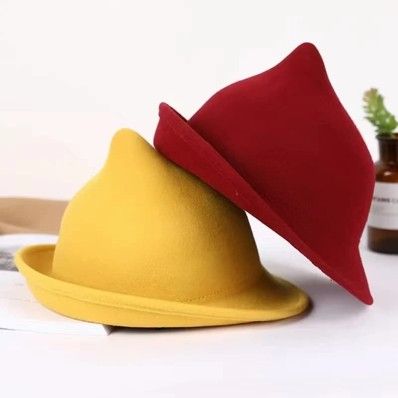 2025 100% Wool Modern Witch Hat Halloween Winter Thick Warm Elegant Cap for Christmas Party Costume Accessories