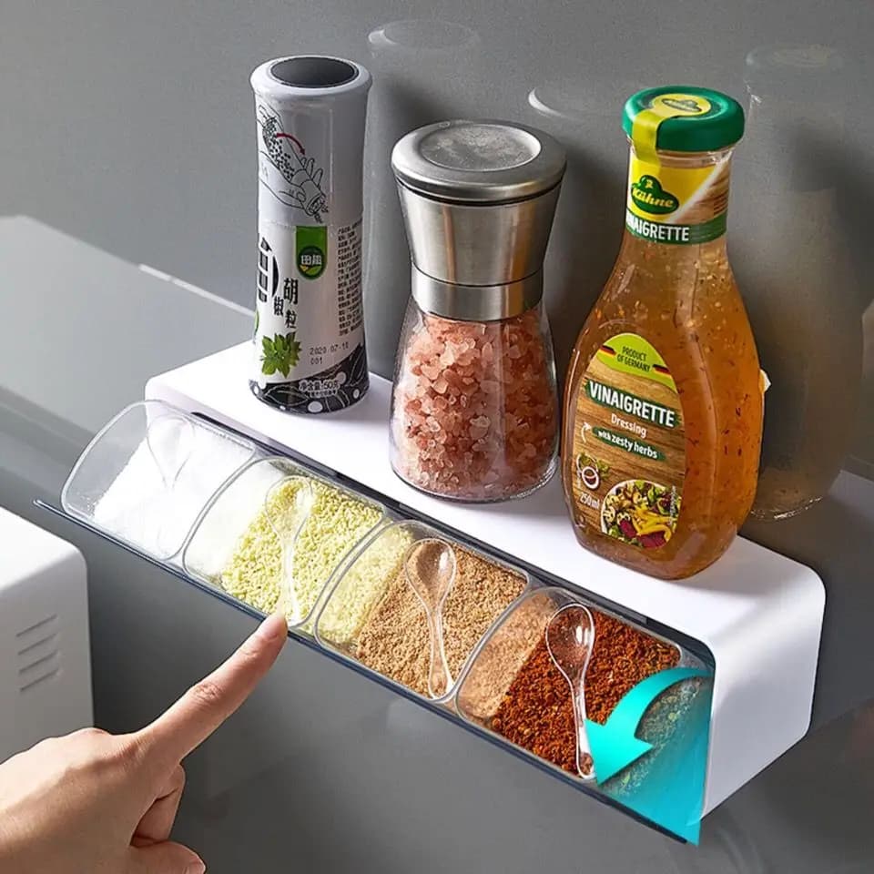 Mensola a muro Scaffale per spezie senza punzonatura Scaffale per spezie per organizer da cucina Contenitori per alimenti Set di accessori per la casa