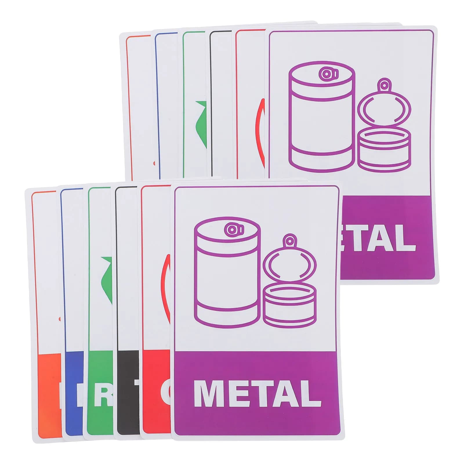 18 Fogli di Etichette Adesive Rettangolari per Riciclaggio, Impermeabili in PVC per Bidoni della Spazzatura, Vetro, Carta e Plastica