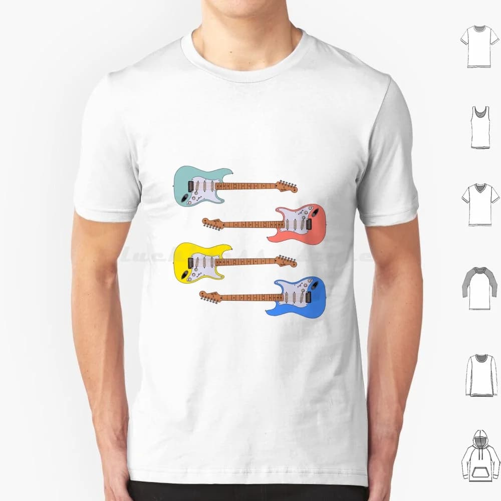 Guitar Sticker Pack T Shirt Big Size 100% Cotton Guitar Music Electric Guitar Electric Acoustic Band Jazz Musician Cool Bass