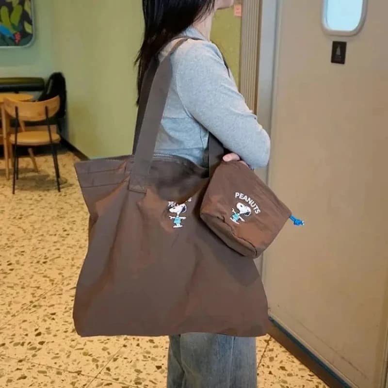 Snoopy Cartoon Handbags Anime Large Capacity Travel Bag, Luggage Bag, Can Be Wrapped In A Suitcase Portable Foldable Fitness Bag