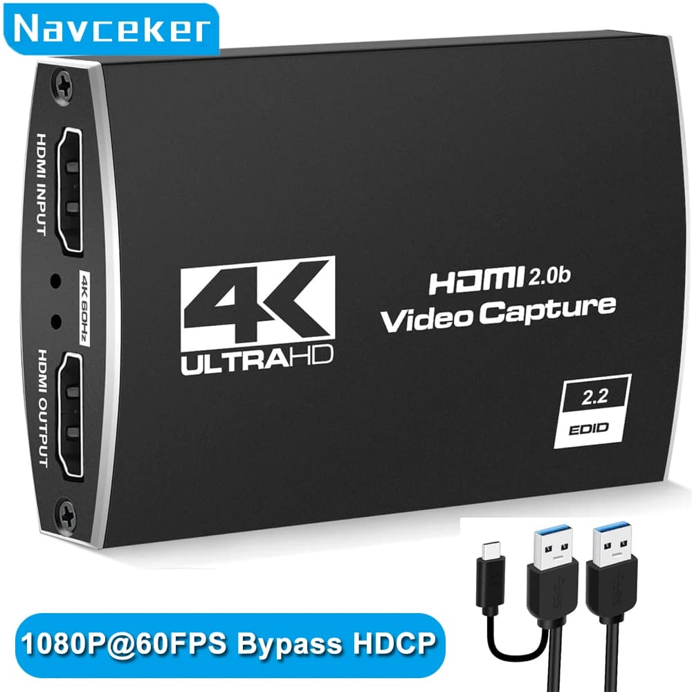 Scheda di acquisizione video USB 3.0 4K Bypass HDMI HDCP 1080P 60Hz Videoregistratore HD Grabber per PS5 OBS Registrazione di giochi Streaming live