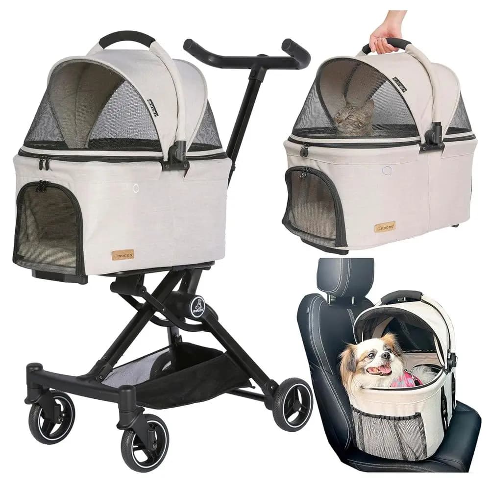 Passeggino 3-in-1 per Animali Domestici Adatto a Tutti i Terreni - Leggero, Portatile, con Trasportino Staccabile, Adatto per Cani, Gatti e Conigli fino a