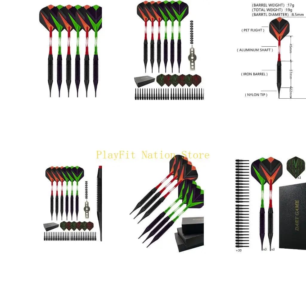 242F 6 freccette con punta in nylon, 19 grammi, aste in alluminio, alette standard, canna in ferro