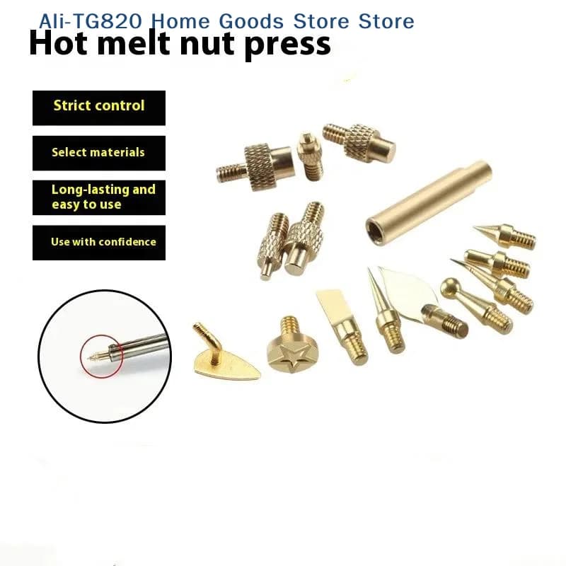 [TG820] Kit di Inserti Filettati a Caldo (7/9/10 Pezzi) M2 M3 M4 M5 M6 M8 in Ottone per Saldatore a Punta in Ferro, Strumento per Stampanti 3D in Plastica