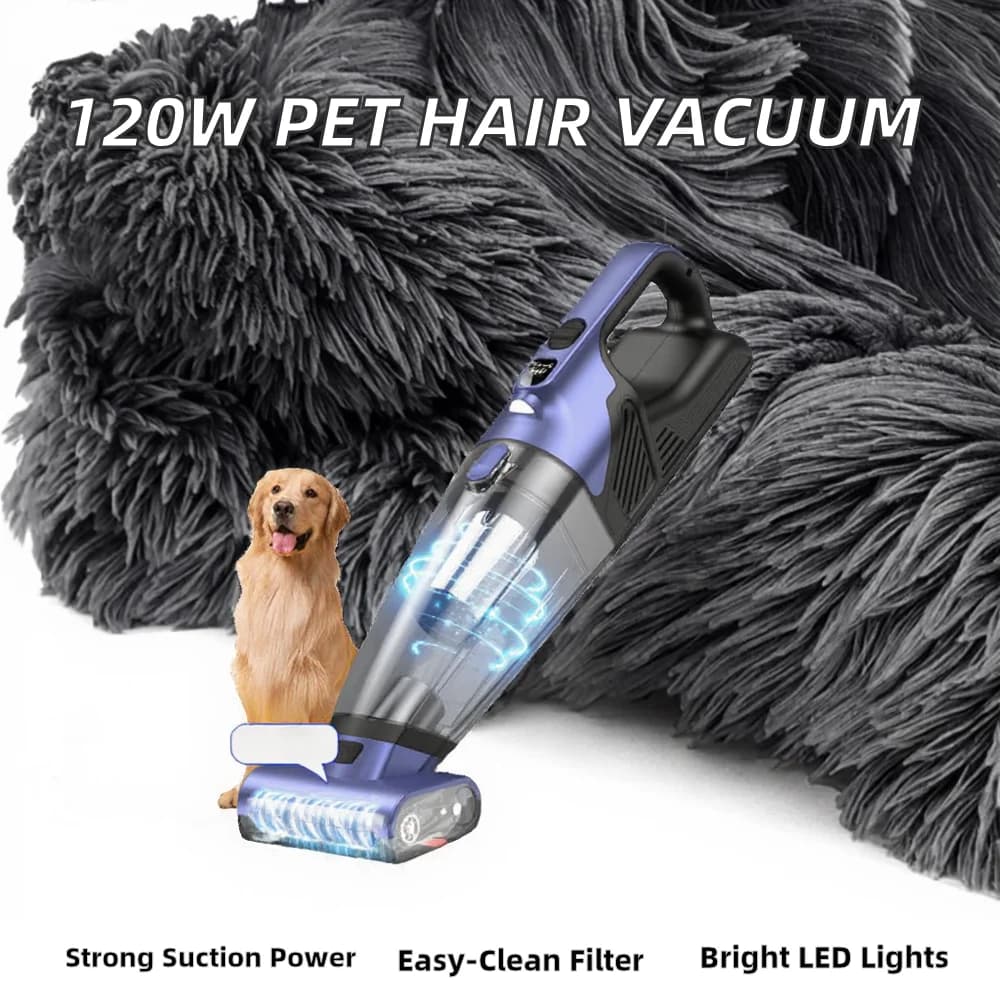 120W High Power Handheld Multifunctional USB Battery Bagless Pet Hair Mini Vacuum Cleaner Household Car LED Light