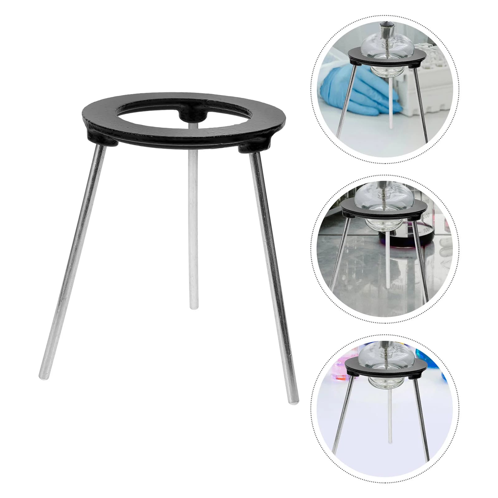 Treppiede staccabile in ghisa Supporto per lampada ad alcool Attrezzatura da laboratorio Scaffale per esperimenti di chimica Treppiede per mobili da laboratorio
