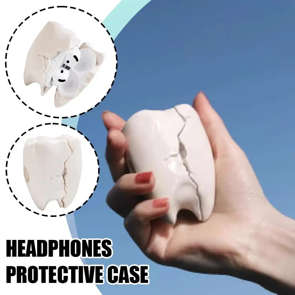Funny tooth-shaped Bluetooth earphone case, soft silicone protective case, suitable for Airpods 1/2/4pro, Bluetooth headset case