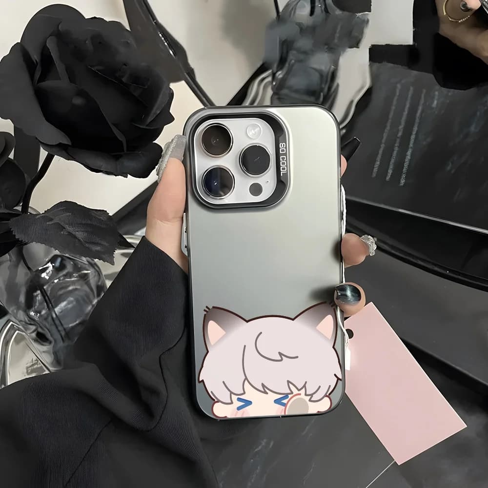 Custodia per telefono Caleb Love and Deep Space per iPhone 16 15 14 13 12 11 Pro Max Grigio Nero Opaco Laser Metallico Aurora Funda